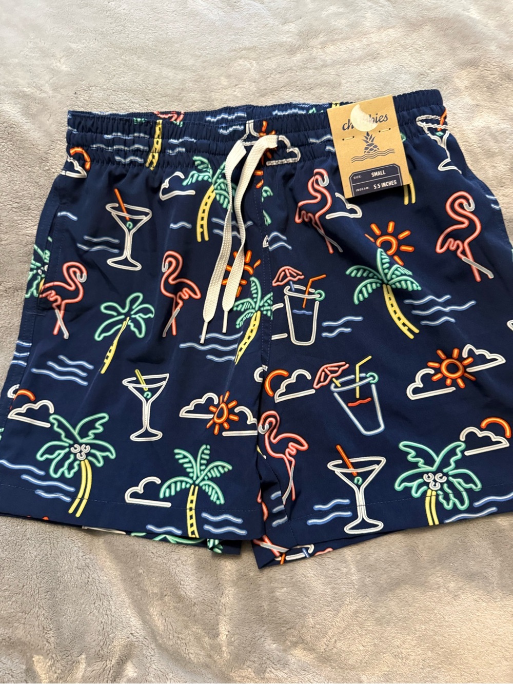 Chubbies Navy Tropical Flamingo Swim Shorts